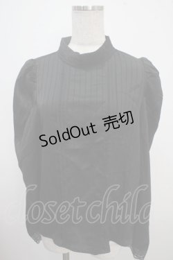 画像1: axes femme POETIQUE / ストライプサテンブラウス M 黒 Y-25-03-21-076-AX-BL-SZ-OS