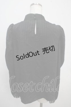 画像2: axes femme POETIQUE / ストライプサテンブラウス M 黒 Y-25-03-21-076-AX-BL-SZ-OS