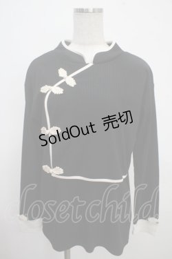 画像1: axes femme / チャイナボタンリブトップス F 黒 Y-25-03-21-080-AX-TO-SZ-ZY
