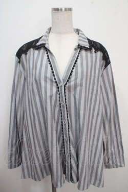 画像1: axes femme / ストライプ柄シャツ M グレー Y-25-03-21-081-AX-BL-SZ-ZY