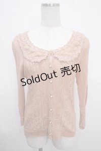 axes femme / レース襟付透かし編みカーディガン M アワピンク Y-25-03-21-083-AX-TO-SZ-ZY
