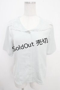 an another angelus / ローズ刺繍ハシゴカットワーク衿ブラウス F ミント Y-25-03-21-086-CA-BL-SZ-ZY