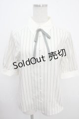 F i.n.t / タイ付きマルチストライプクレリック5分袖シャツ F  Y-25-03-21-088-CA-BL-SZ-ZY