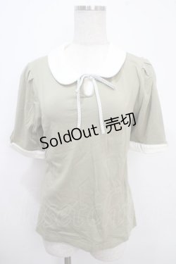 画像1: Fi.n.t / ストライプリボン衿付きカットトップス F オリーブグリーン Y-25-03-21-090-CA-TO-SZ-ZY