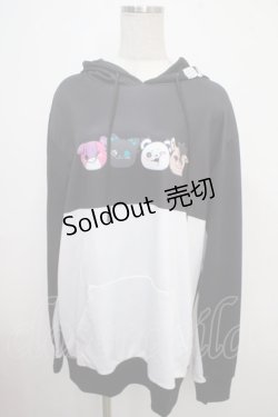 画像1: NieR Clothing / プリントフードプルパーカー  黒×白 Y-25-03-21-101-PU-TO-SZ-ZY