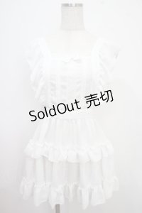 Pina sweetcollection / ティアードフリルエプロン（梨地）  白 Y-25-03-21-112-LO-OP-SZ-ZY