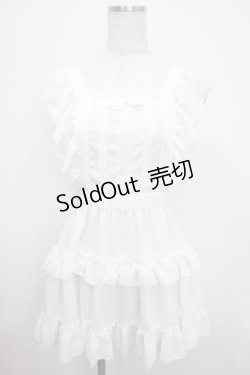 画像1: Pina sweetcollection / ティアードフリルエプロン（梨地）  白 Y-25-03-21-112-LO-OP-SZ-ZY