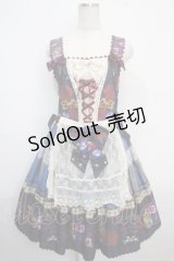 BABY,THE STARS SHINE BRIGHT / Polonaise Brillante〜乙女の思想〜柄エプロンジャンパースカート  紺 Y-25-03-21-119-BA-OP-SZ-ZY