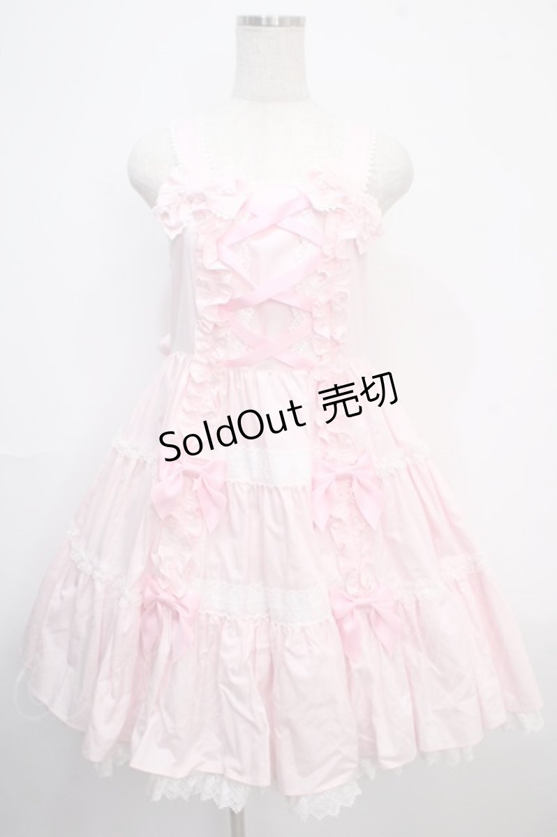 画像1: Angelic Pretty / 肩リボンジャンパースカート  ピンク Y-25-03-21-125-AP-OP-SZ-ZY (1)