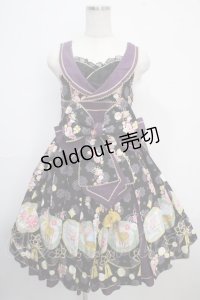 metamorphose / 花鹿の万華鏡タックジャンパースカート  黒壇 Y-25-03-21-128-ME-OP-SZ-ZY