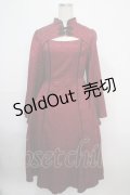 axes femme POETIQUE / チャイナスリット袖ロングワンピース M ワイン Y-25-03-21-129-AX-OP-SZ-OS