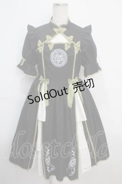 画像1: axes femme kawaii / 牡丹刺繍チャイナワンピース M 黒 Y-25-03-21-130-AX-OP-SZ-OS