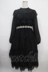 axes femme NOSTALGIE / ドットドビー×レースワンピ M 黒 Y-25-03-21-132-AX-OP-SZ-ZI