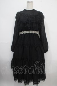 axes femme NOSTALGIE / ドットドビー×レースワンピ M 黒 Y-25-03-21-132-AX-OP-SZ-ZI