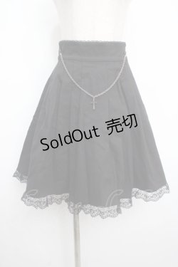 画像1: BPN / クロスチェーン付き裾レーススカート M 黒 Y-25-03-21-141-GO-SK-SZ-ZY