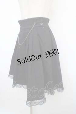 画像3: BPN / クロスチェーン付き裾レーススカート M 黒 Y-25-03-21-141-GO-SK-SZ-ZY