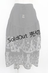 axes femme / 二段刺繍入ロングスカート M クロ Y-25-03-21-144-AX-SK-SZ-ZY