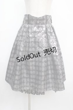 画像1: axes femme / メタリック×チェック柄スカート F グレー Y-25-03-21-145-AX-SK-SZ-ZS