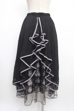 画像2: axes femme POETIQUE / リボン花柄バックフリルスカート M 黒 Y-25-03-21-149-AX-SK-SZ-ZY