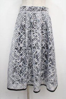 画像1: axes femme POETIQUE / チェックプリントレーススカート M 紺 Y-25-03-21-153-AX-SK-SZ-ZY