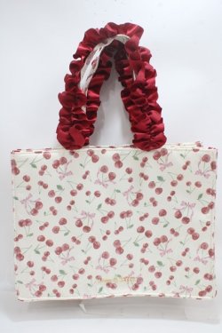 画像1: Maison de FLEUR / チェリープリントスクエアトートバッグ F レッド Y-25-03-21-039-LO-BG-SZ-ZY
