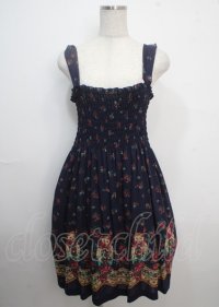 Jane Marple / マトリョーシカプリントジャンパースカート M 紺 Y-25-03-22-063-JM-OP-SZ-ZY