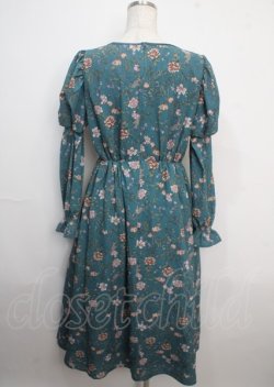 画像2: axes femme Nostalgic / ボタニカル柄レースアップワンピース M Bグリーン Y-25-03-22-069-LO-OP-SZ-OS