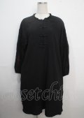 axes femme / 袖刺繍チャイナ釦シャツワンピース M 黒 Y-25-03-22-071-AX-OP-SZ-ZS