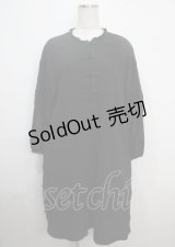 axes femme / 袖刺繍チャイナ釦シャツワンピース M 黒 Y-25-03-22-071-AX-OP-SZ-ZS