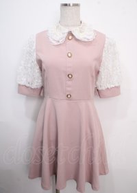 manon select / レース使いワンピース  ピンク Y-25-03-22-074-LO-OP-SZ-ZS