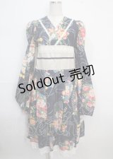 marcHenTica / 大和撫子ワンピース  紺 Y-25-03-22-098-LO-OP-SZ-ZY