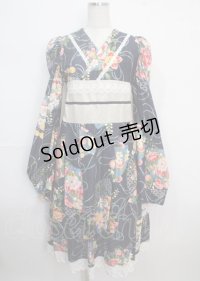 marcHenTica / 大和撫子ワンピース  紺 Y-25-03-22-098-LO-OP-SZ-ZY