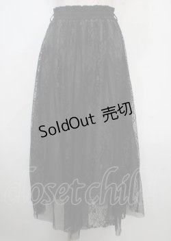 画像1: axes femme / レース×チュールスカート M 黒 Y-25-03-22-107-AX-SK-SZ-ZS