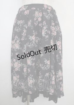 画像1: axes femme Red label / ブーケ柄フィッシュテールスカート S 黒 Y-25-03-22-117-PU-SK-SZ-ZT216