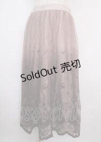 axes femme / グラデチュール刺繍スカート M ワイン Y-25-03-22-120-AX-SK-SZ-ZS