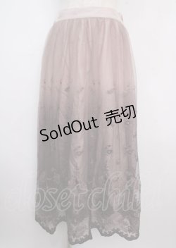 画像1: axes femme / グラデチュール刺繍スカート M ワイン Y-25-03-22-120-AX-SK-SZ-ZS