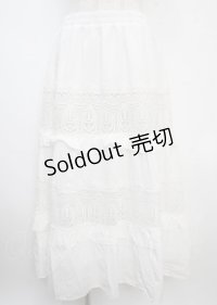 axes femme NOSTALGIE / コットンティアードスカート M 白 Y-25-03-22-123-AX-SK-SZ-ZY