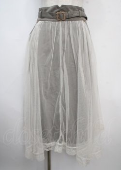 画像1: axes femme / ベルト付チュール重ねスカート M カーキ Y-25-03-22-124-AX-SK-SZ-OS