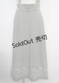 axes femme / 裾刺繍サス付ワイドパンツ M グリーン Y-25-03-22-126-AX-PA-SZ-ZY