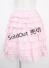 Jane Marple / デニム×ギンガムチェックのリバーシブルスカート M インディゴ×ピンク Y-25-03-22-132-JM-SK-SZ-ZY