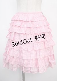 Jane Marple / デニム×ギンガムチェックのリバーシブルスカート M インディゴ×ピンク Y-25-03-22-132-JM-SK-SZ-ZY