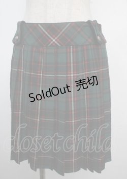 画像1: Jane Marple / タータンチェックのプリーツスカート M グリーン Y-25-03-22-151-JM-SK-SZ-ZT173