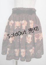 Ank Rouge / くま＆ビスケット柄スカート M ブラウン Y-25-03-22-153-CA-SK-SZ-ZY