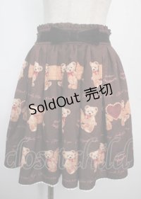 Ank Rouge / くま＆ビスケット柄スカート M ブラウン Y-25-03-22-153-CA-SK-SZ-ZY