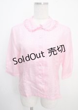 Jane Marple / ギンガムチェックのブラウス M ピンク Y-25-03-22-018-JM-BL-SZ-ZY