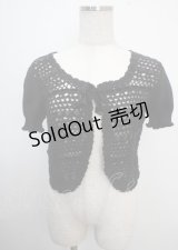 Emily Temple cute / はしごレース半袖ニットボレロ  黒 Y-25-03-22-024-ET-TO-SZ-ZY