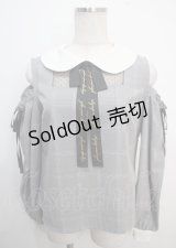 Ank Rouge / ロゴリボンチェックブラウス  グレー Y-25-03-22-045-CA-BL-SZ-ZY