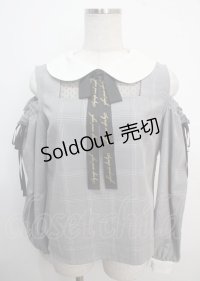 Ank Rouge / ロゴリボンチェックブラウス  グレー Y-25-03-22-045-CA-BL-SZ-ZY
