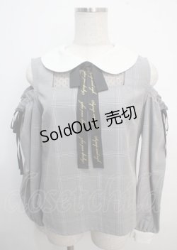 画像1: Ank Rouge / ロゴリボンチェックブラウス  グレー Y-25-03-22-045-CA-BL-SZ-ZY