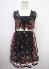axes femme / スカーフパネル柄ワンピース M クロ Y-25-03-23-047-AX-OP-SZ-ZI